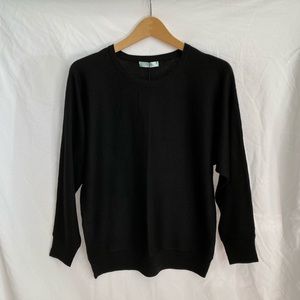 Black Dolman Sleeve Knit Relaxed Crewneck Sweater